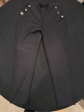 Classic Concepts Black Pindot Sailor Pants Medium Silver Button High Rise